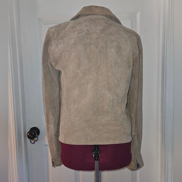 All Saints Dalby Slim Fit Tan Leather Asymmetrical Jacket - Picture 6 of 13